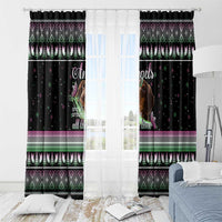 Christmas Dachshund Angel Dog Window Curtain Pink Green Tree Feather Pattern Design - Wonder Print Shop