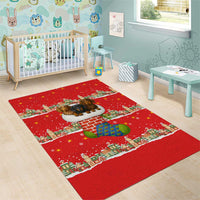 Funny Dachshund Dog Light Up Christmas Area Rug Snowy Village Red Holiday Design - Wonder Print Shop
