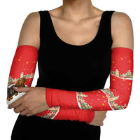 Funny Dachshund Dog Light Up Christmas Arm Sleeves Snowy Village Red Holiday Design - Wonder Print Shop