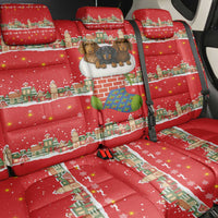 Funny Dachshund Dog Light Up Christmas Back Car Seat Cover Snowy Village Red Holiday Design - Wonder Print Shop