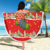 Funny Dachshund Dog Light Up Christmas Beach Blanket Snowy Village Red Holiday Design - Wonder Print Shop