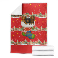 Funny Dachshund Dog Light Up Christmas Blanket Snowy Village Red Holiday Design - Wonder Print Shop