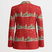 Funny Dachshund Dog Light Up Christmas Blazer Snowy Village Red Holiday Design - Wonder Print Shop