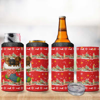 Funny Dachshund Dog Light Up Christmas 4 in 1 Can Cooler Tumbler Snowy Village Red Holiday Design - Wonder Print Shop