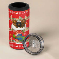 Funny Dachshund Dog Light Up Christmas 4 in 1 Can Cooler Tumbler Snowy Village Red Holiday Design - Wonder Print Shop
