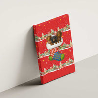 Funny Dachshund Dog Light Up Christmas Canvas Wall Art Snowy Village Red Holiday Design - Wonder Print Shop