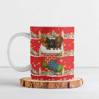 Funny Dachshund Dog Light Up Christmas Ceramic Mug Snowy Village Red Holiday Design - Wonder Print Shop