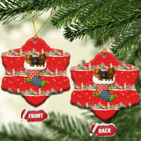 Funny Dachshund Dog Light Up Christmas Ceramic Ornament Snowy Village Red Holiday Design - Wonder Print Shop