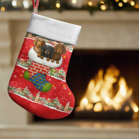 Funny Dachshund Dog Light Up Christmas Stocking Snowy Village Red Holiday Design - Wonder Print Shop