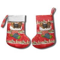 Funny Dachshund Dog Light Up Christmas Stocking Snowy Village Red Holiday Design - Wonder Print Shop