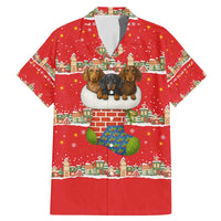 Funny Dachshund Dog Light Up Christmas Family Matching Mermaid Dress and Hawaiian Shirt Snowy Village Red Holiday Design - Wonder Print Shop