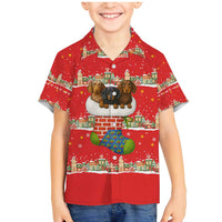 Funny Dachshund Dog Light Up Christmas Family Matching Mermaid Dress and Hawaiian Shirt Snowy Village Red Holiday Design - Wonder Print Shop