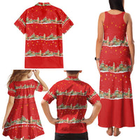 Funny Dachshund Dog Light Up Christmas Family Matching Tank Maxi Dress and Hawaiian Shirt Snowy Village Red Holiday Design - Wonder Print Shop