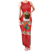 Funny Dachshund Dog Light Up Christmas Family Matching Tank Maxi Dress and Hawaiian Shirt Snowy Village Red Holiday Design - Wonder Print Shop