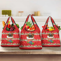 Funny Dachshund Dog Light Up Christmas Grocery Bag Snowy Village Red Holiday Design - Wonder Print Shop