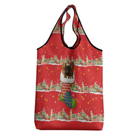 Funny Dachshund Dog Light Up Christmas Grocery Bag Snowy Village Red Holiday Design - Wonder Print Shop
