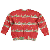 Funny Dachshund Dog Light Up Christmas Kid Ugly Christmas Sweater Snowy Village Red Holiday Design - Wonder Print Shop