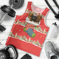 Funny Dachshund Dog Light Up Christmas Men Tank Top Snowy Village Red Holiday Design - Wonder Print Shop