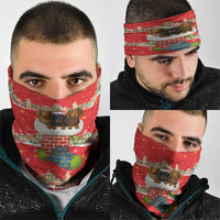 Funny Dachshund Dog Light Up Christmas Neck Gaiter Snowy Village Red Holiday Design - Wonder Print Shop