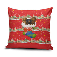 Funny Dachshund Dog Light Up Christmas Pillow Cover Snowy Village Red Holiday Design - Wonder Print Shop