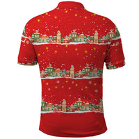 Funny Dachshund Dog Light Up Christmas Polo Shirt Snowy Village Red Holiday Design - Wonder Print Shop
