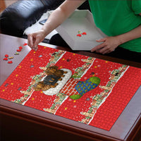 Funny Dachshund Dog Light Up Christmas Puzzle Snowy Village Red Holiday Design - Wonder Print Shop