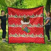 Funny Dachshund Dog Light Up Christmas Quilt Snowy Village Red Holiday Design - Wonder Print Shop