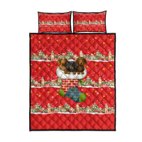 Funny Dachshund Dog Light Up Christmas Quilt Bed Set Snowy Village Red Holiday Design - Wonder Print Shop