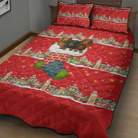Funny Dachshund Dog Light Up Christmas Quilt Bed Set Snowy Village Red Holiday Design - Wonder Print Shop
