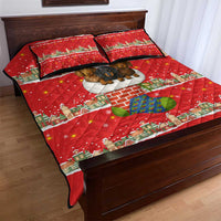 Funny Dachshund Dog Light Up Christmas Quilt Bed Set Snowy Village Red Holiday Design - Wonder Print Shop