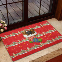 Funny Dachshund Dog Light Up Christmas Rubber Doormat Snowy Village Red Holiday Design - Wonder Print Shop