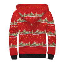 Funny Dachshund Dog Light Up Christmas Sherpa Hoodie Snowy Village Red Holiday Design - Wonder Print Shop