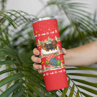 Funny Dachshund Dog Light Up Christmas Skinny Tumbler Snowy Village Red Holiday Design - Wonder Print Shop