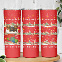 Funny Dachshund Dog Light Up Christmas Skinny Tumbler Snowy Village Red Holiday Design - Wonder Print Shop