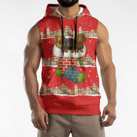 Funny Dachshund Dog Light Up Christmas Sleeveless Hoodie Snowy Village Red Holiday Design - Wonder Print Shop