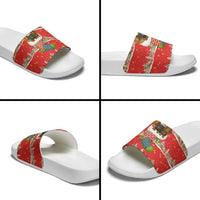 Funny Dachshund Dog Light Up Christmas Slide Sandals Snowy Village Red Holiday Design - Wonder Print Shop