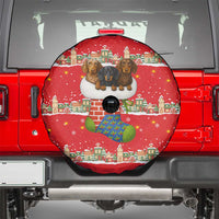Funny Dachshund Dog Light Up Christmas Spare Tire Cover Snowy Village Red Holiday Design - Wonder Print Shop