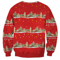 Funny Dachshund Dog Light Up Christmas Sweatshirt Snowy Village Red Holiday Design - Wonder Print Shop