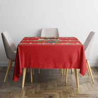 Funny Dachshund Dog Light Up Christmas Tablecloth Snowy Village Red Holiday Design - Wonder Print Shop