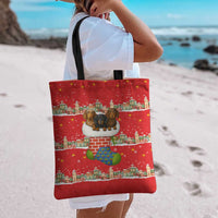 Funny Dachshund Dog Light Up Christmas Tote Bag Snowy Village Red Holiday Design - Wonder Print Shop