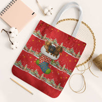 Funny Dachshund Dog Light Up Christmas Tote Bag Snowy Village Red Holiday Design - Wonder Print Shop