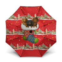 Funny Dachshund Dog Light Up Christmas Umbrella Snowy Village Red Holiday Design - Wonder Print Shop