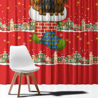 Funny Dachshund Dog Light Up Christmas Window Curtain Snowy Village Red Holiday Design - Wonder Print Shop