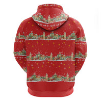 Funny Dachshund Dog Light Up Christmas Zip Hoodie Snowy Village Red Holiday Design - Wonder Print Shop