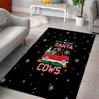Funny Christmas Cows in Red Truck Area Rug Dear Santa Just Bring Cows Quote on Snowflake - Wonder Print Shop