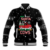 Funny Christmas Cows in Red Truck Baseball Jacket Dear Santa Just Bring Cows Quote on Snowflake - Wonder Print Shop