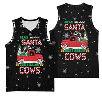 Funny Christmas Cows in Red Truck Basketball Jersey Dear Santa Just Bring Cows Quote on Snowflake - Wonder Print Shop