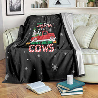 Funny Christmas Cows in Red Truck Blanket Dear Santa Just Bring Cows Quote on Snowflake - Wonder Print Shop