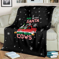 Funny Christmas Cows in Red Truck Blanket Dear Santa Just Bring Cows Quote on Snowflake - Wonder Print Shop