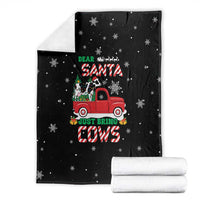 Funny Christmas Cows in Red Truck Blanket Dear Santa Just Bring Cows Quote on Snowflake - Wonder Print Shop
